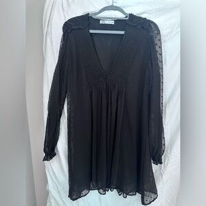 Zara long sleeve short to above knee dress, black, Women’s XXL